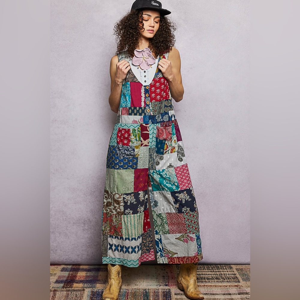 🩷V3-1 Last 1! POL Patchwork Jumpsuit